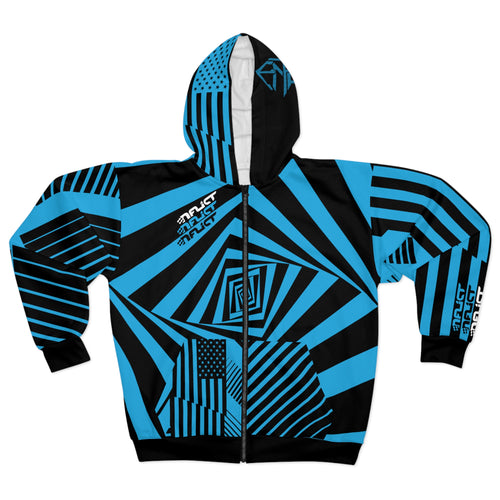 ENFLICT - Black and Blue Lines - All-Over-Print - ZIP HOODIE