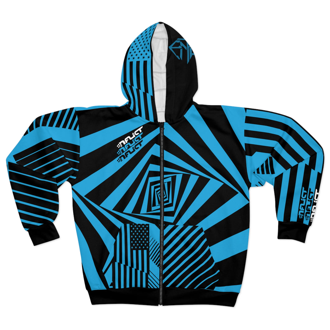 ENFLICT - Black and Blue Lines - All-Over-Print - ZIP HOODIE