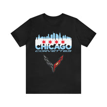 Load image into Gallery viewer, Chicago Corvettes Front Flag tee - C8 Black Flag - Arctic White
