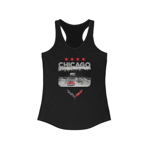 Chicago Corvettes - Women's Graphic Tank Top - Time-Traveling C7 ZR1 at the Drive-In
