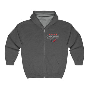 Chicago Corvettes - Graphic Zip Hoodie - Time-Traveling C7 ZR1 at the Drive-In