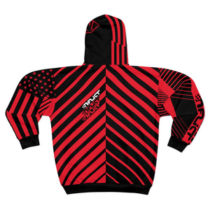 ENFLICT - Black and Red Lines - All-Over-Print - ZIP HOODIE