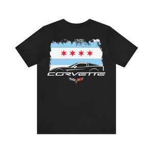 Chicago Corvettes Front Flag tee - C6 - Arctic White